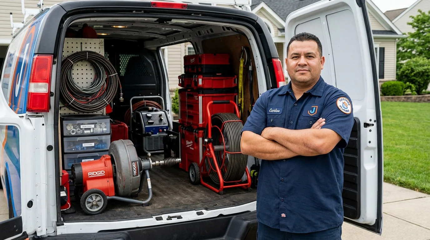 Professional drain cleaning equipment and Johns Plumbing LLC plumber in Marstons Mills